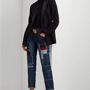 Lauren Ralph Lauren Patchwork Relaxed Taper Ankle Jeans Womens 18